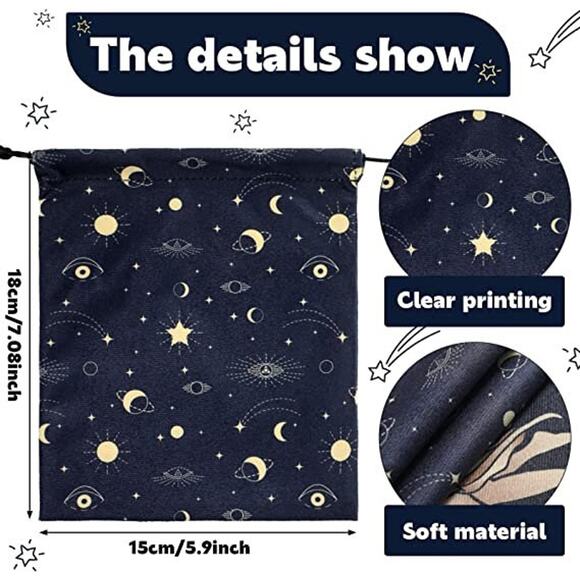 6 Large Printed Velvet Tarot Bags 7.1 X 5.9 | Oracle Card Bag | Runes Bag | - Picture 6 of 10